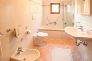 Bagno dell'appartamento al agriturismo Grafaierhof